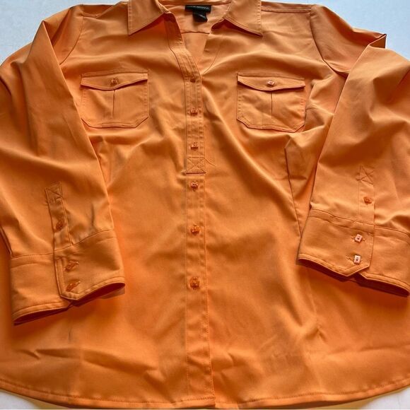 Lane Bryant Women's Button up blouse, long sleeve Orange Size 18/20 - Picture 6 of 9